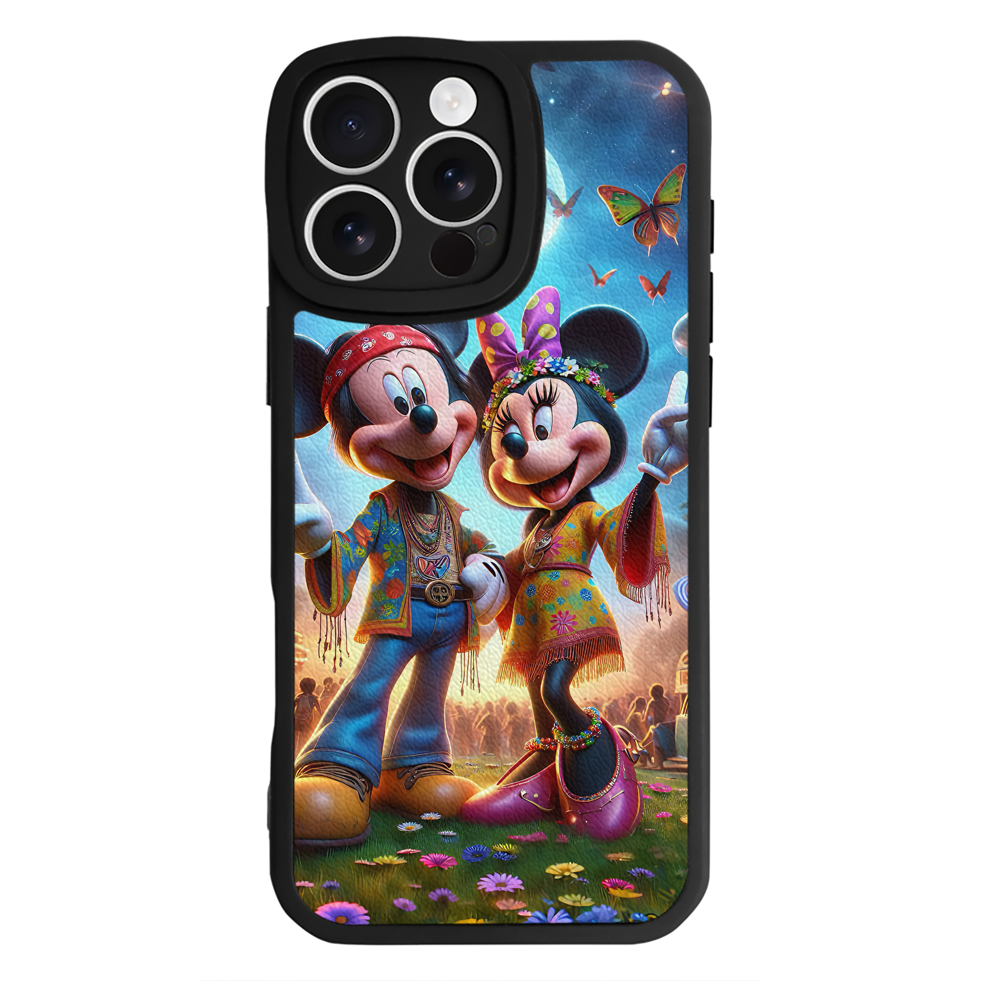 （画像用） ミッキーマウス Mickey Mouse 【iPhone 16シリーズ対応】シリコンスマホケース（レザー調） 材質：シリコン